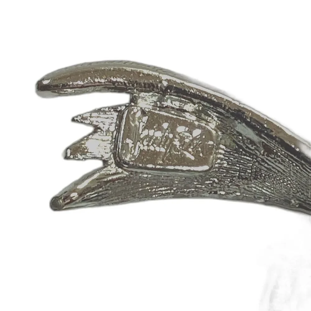 Vtg Judy Lee Hummingbird Brooch Silver Tone Black Polished Stone Bird Pin Signed